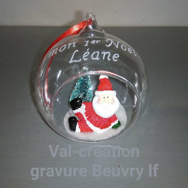 Ornement Noël Personnalisé "Notre Premier Noël" - Boule En Verre 8 Cm - Impression UV - Cadeau Couple, Famille